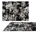 Black And White Abstract Square Rug With Textured Pattern For Modern Home Decor