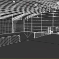 Indoor Tennis Court With Green Surface White Lines And Ceiling Lights