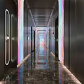 Luxurious Modern Elevator Hallway Design With Ambient Lighting Mirrored Floor And Sleek Panels