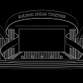 Grand Event Stage with Red Theme Large Screen and Building Dream Together Slogan