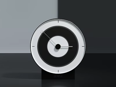 Modern Minimalist Round Clock With Black And White Design For Tabletop Decor 3d model