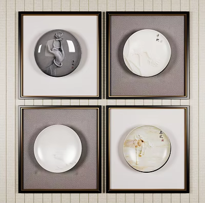 Framed Decorative Plates Wall Art With Various Designs And Patterns 3d model
