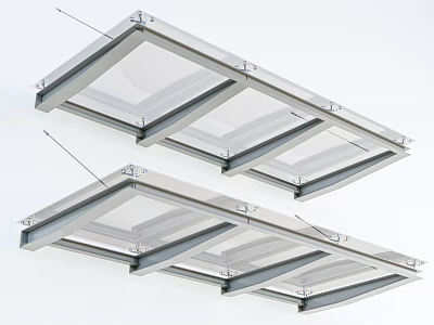 Double Transparent Sunshades With Metal Frame Modern Rectangular Design For Roof Installation 3d model
