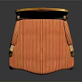 Classic Style Dining Chair With Golden Accents Red Orange Striped Fabric And Carved Curved Legs