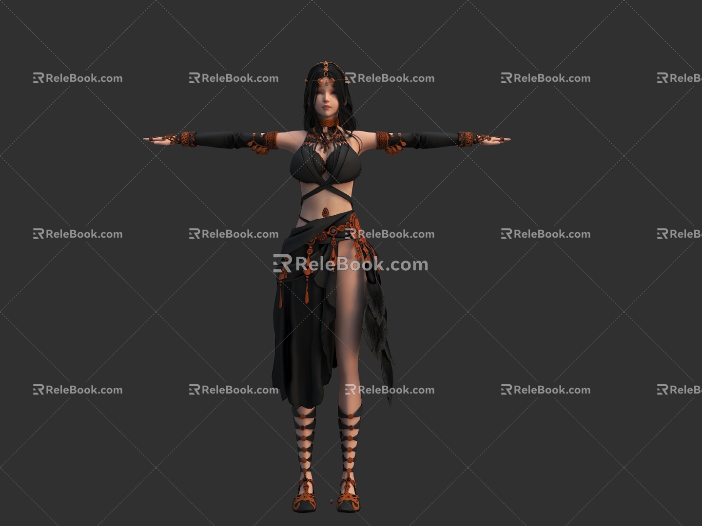 Ancient Characters Ancient Style Woman Black Skirt Royal Sister Little Sister Martial Arts Beauty 3d model