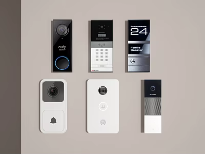Different Types Of Video Digital Smart And Keypad Doorbell Devices For Home Appliances 3d model