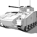 Modern Military Main Battle Tank with Turret Cannon Tracks and Armor Features