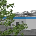 Industrial Chemical Plant With Storage Tanks Pipelines Tall Towers And Green Waterfront