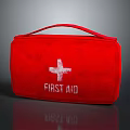 Red First Aid Bag With White Cross Symbol And Red Handle Design Feature 3d model