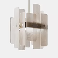 Modern Brushed Metal Chandelier With Sleek Rectangular Slats And Contemporary Design