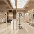 Modern Clothing Store Interior Featuring Hanging Clothes Mannequin Bright Lighting And Light Walls