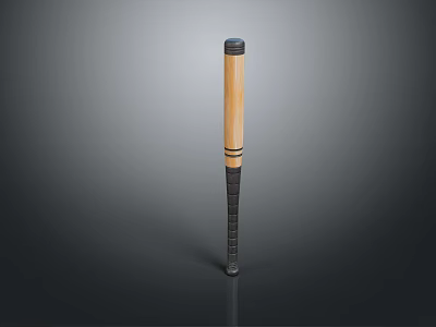 Wooden Baseball Bat With Black Grip And Striped Design For Sports Use 3d model