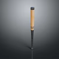 Wooden Baseball Bat With Black Grip And Striped Design For Sports Use