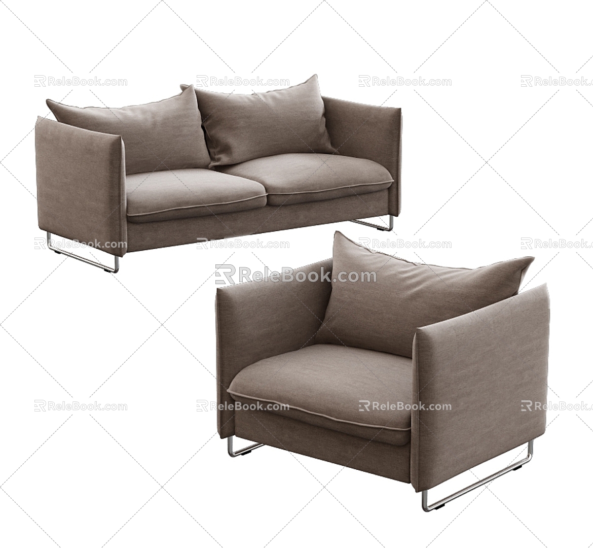 luonto double sofa single sofa 3d model