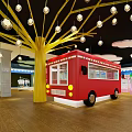 Colorful Kids Clothing Store Interior With Train Design Arched Windows And Bright Floor Tiles