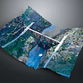 Scenic Aerial View Of Bridge Over River With Roads And Green Surroundings