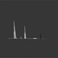 Scenic Landscape Featuring Three Star Topped Tall Spires On Blue Terrain With Rocky Platform