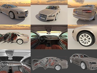 Audi A8 2014 sedan with interior trim 3d model