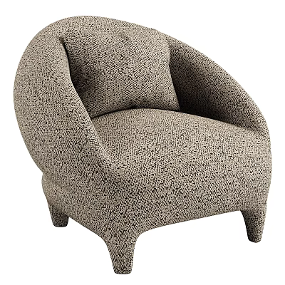 Modern Beige Single Sofa with Textured Fabric and Curved Armrests Design 3d model