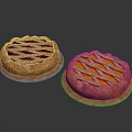 Two Golden Pies With Lattice Crust Placed On Brown Plates Against Dark Background