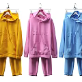 Fashionable Yellow Pink Blue CELINE Embroidered Hoodie and Pants Clothing Sets
