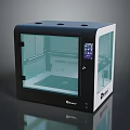Modern Computer Controlled 3D Printer With Transparent Cover LCD Screen And Black White Design 3d model