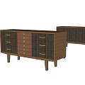 Modern Wooden TV Stand With Dark And Light Brown Drawers Cabinets And Slim Legs