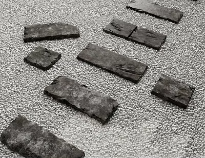 Modern Slab Road Landscape Ting Bu Green Slab Goose Soft Stone 3d model