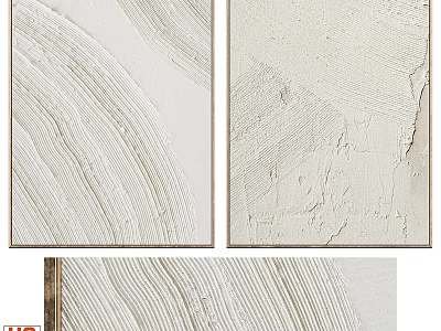 Textured White Framed Paintings For Modern Wall Decor And Artistic Home Styling 3d model
