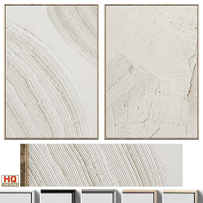 Textured White Framed Paintings For Modern Wall Decor And Artistic Home Styling 3d model