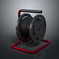 Efficient Household Cable Reel with Black Reel Red Stand and Black Handle for Cord Storage