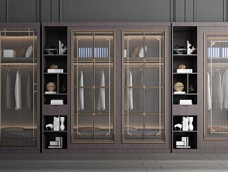 New Chinese wardrobe sliding door combination 3d model