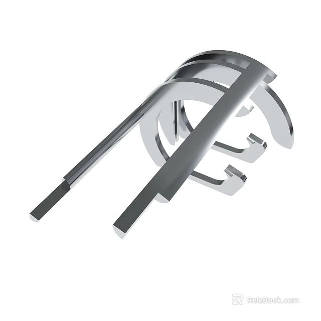 3D Rendered Abstract Metallic Sculpture With Modern Geometric Artistic Elements 3d model 