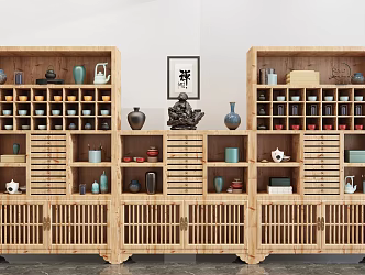 New Chinese-style Storage Cabinet Decorative Cabinet Combination 3d model