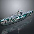 Camouflage Military Boat With Green White Pattern And Deck Antenna Design