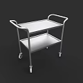 Hospital Ward Medical Cart With Metal Frame Two Tier Shelves Handrails And Wheels