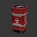 Red Barrel Featuring Danger Sign Radiation Symbol And Silver Metal Bands