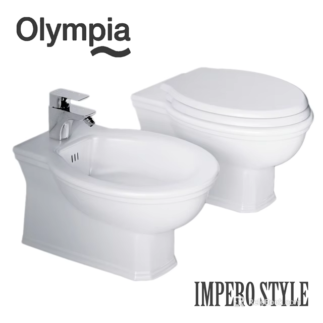 Modern White Ceramic Toilet And Bidet Set With Faucet For Bathroom 3d model 