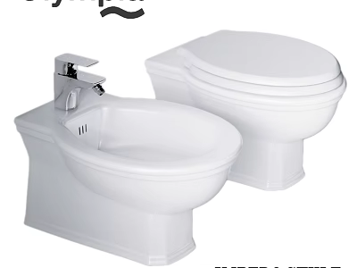 Modern White Ceramic Toilet And Bidet Set With Faucet For Bathroom 3d model