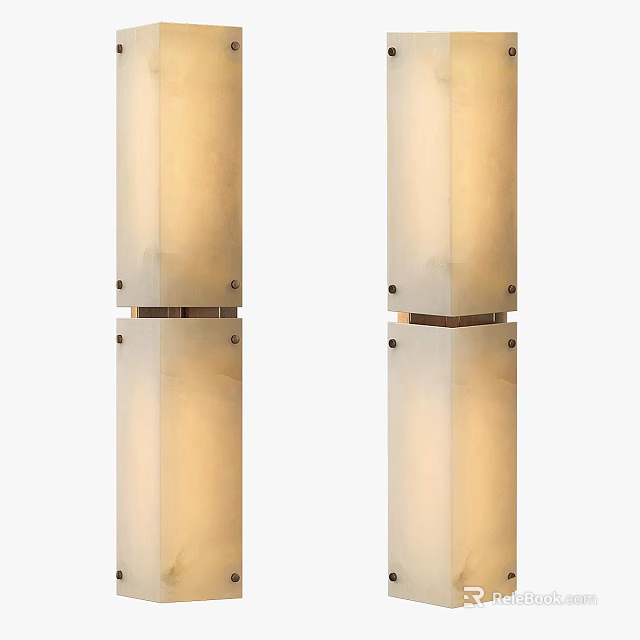 Modern Wall Lamps With Sleek Metal Frame And Warm Glass Shade Lighting 3d model 