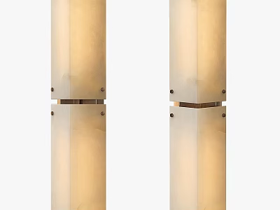 Modern Wall Lamps With Sleek Metal Frame And Warm Glass Shade Lighting 3d model