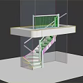 Modern White Staircase With Railing And Platform In Transparent Structure Design 3d model