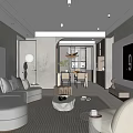 Modern Living And Dining Room Interior Design With Sofa Coffee Table Dining Chairs And TV