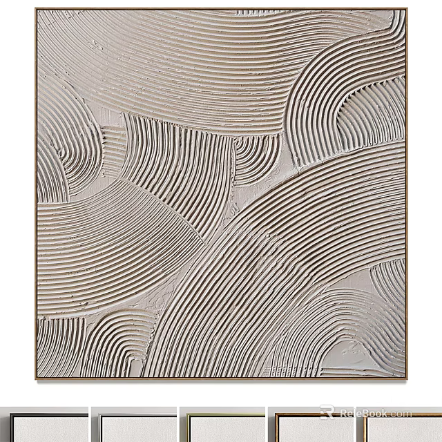 Abstract Textured Wall Art With Curved And Striped Patterns Modern Design 3d model 