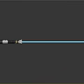 Blue Lightsaber With Detailed Hilt And Glowing Blade On Dark Surface