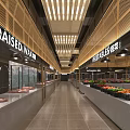 Shopping Mall Food Shop with Braised Wagyu and Fresh Vegetable Displays