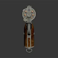 Vintage Revolver With Wooden Grip And Polished Metal Frame On Black Background