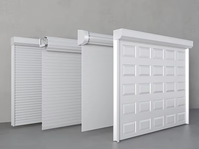 White Garage Doors With Modern Design Including Roller And Panel Styles 3d model
