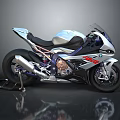 Sleek Silver BMW Motorcycle With Black Accents Red Stripes And Sporty Design
