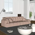 modern double sofa cream sofa 3d model